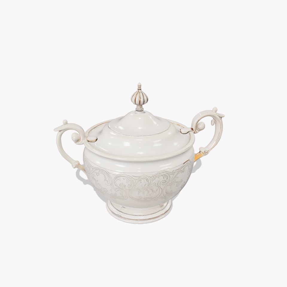 Elegant Silver Sugar Bowl model pack